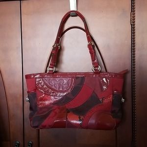 Coach Multi-Red Patchwork Handbag Purse